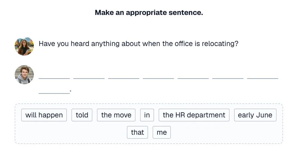 StudyGround mock test sentence-building item
